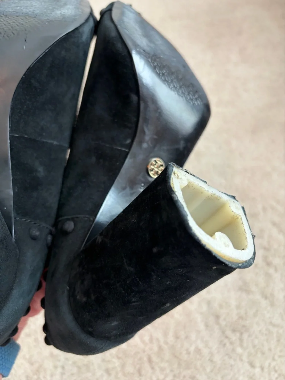 Tory Burch Studded Suede Black Pumps Heels‎ Women's Size 9.5 Read